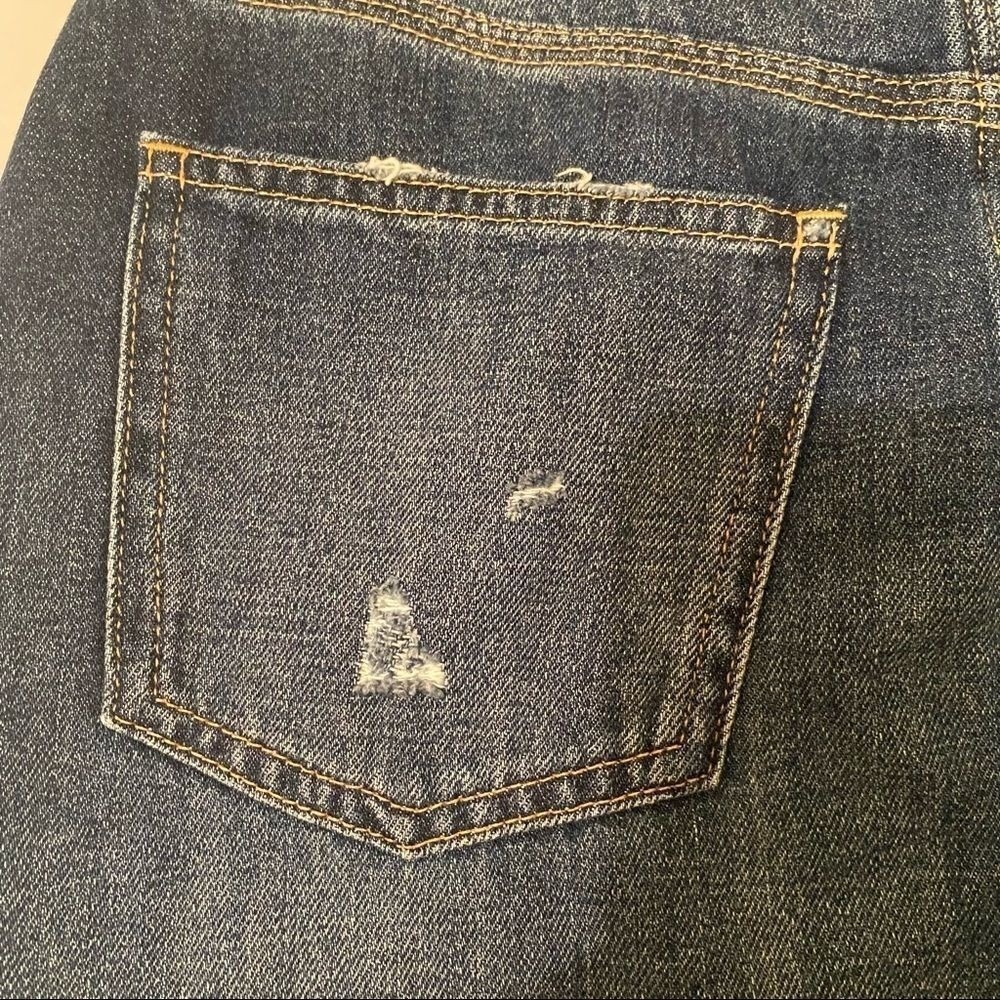 Madewell Denim Skirt Womens 26 Blue Mini High Rise Raw Hem Distressed Dark Wash - Picture 4 of 8